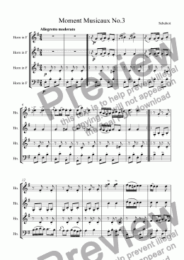 page one of Moment Musicaux No.3 for horn quartet
