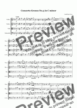 page one of Corelli Concerto Grosso Op.6 No.3 for String Quartet