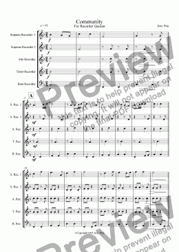 page one of Community for Recorder Quintet