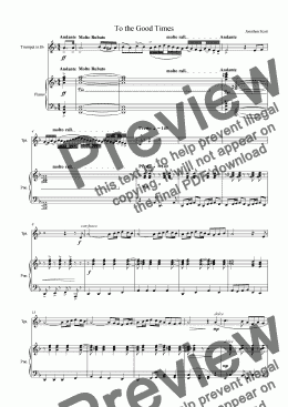 page one of To The Good Times for Trumpet / Flugelhorn / Cornet