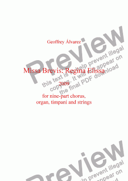 page one of Missa Brevis: Regina Elissa