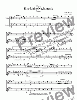 page one of Rondo from Eine kleine Nachtmusic for flute or violin and guitar