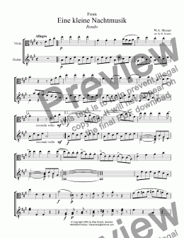 page one of Rondo from Eine kleine Nachtmusic for viola and guitar