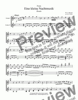 page one of Rondo from Eine kleine Nachtmusic for guitar duo (C Major)