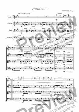 page one of Cypress No 11 for String Quartet