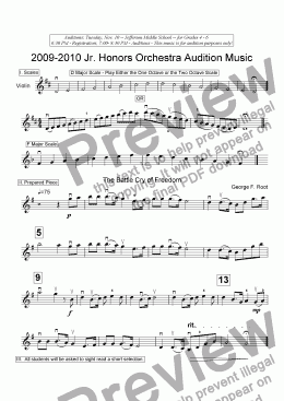 page one of 2009-2010 Jr. Honors Violin Audition Music