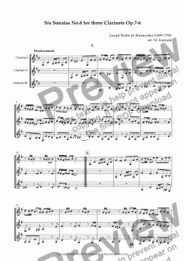 page one of Six Sonatas No.6 for three Clarinets Op.7-6