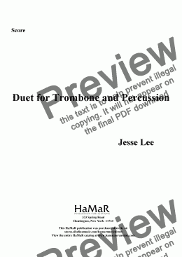 page one of Duet for Trombone and Percussion