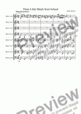 page one of Three Little Maids from School (Horn Octet)