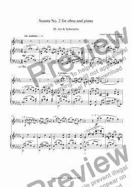 page one of Sonata No. 2 for oboe and piano, Op. 18 - III. Air & Scherzetto