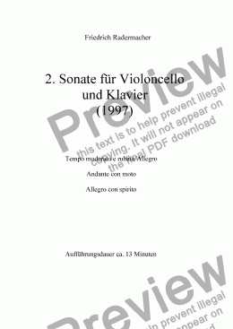 page one of 2. Sonate fuer Violoncello und Klavier