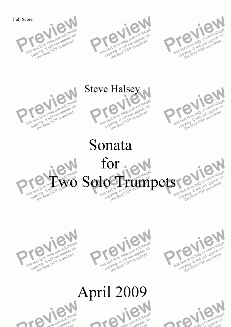 page one of Sonata for Two Solo Trumpets