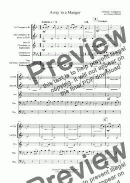 page one of Away in a Manger (Brass Quintet Version)