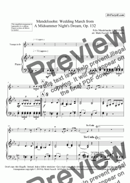 page one of Wedding March for trumpet and piano