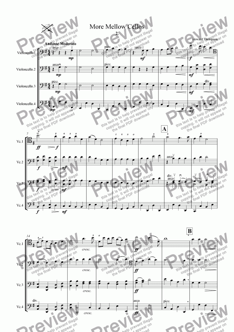 page one of More Mellow Cellos  2nd Movement