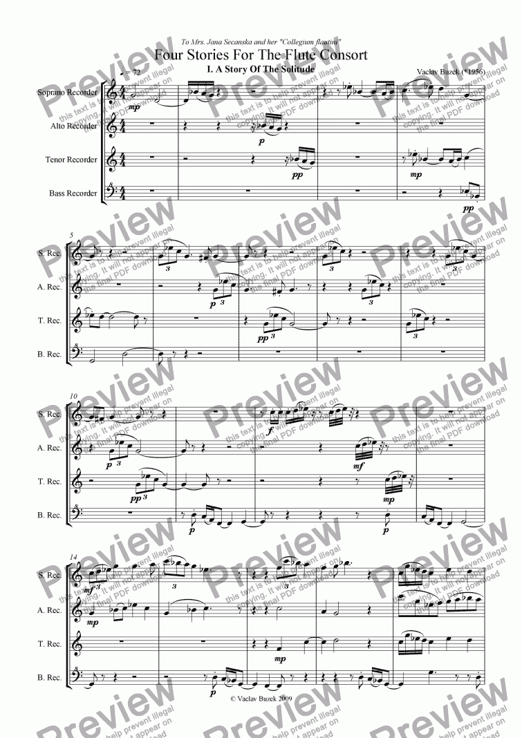 page one of Four Stories For Flute Consort