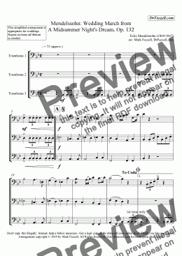 page one of Wedding March for trombone trio