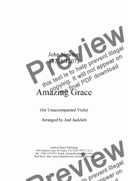 page one of Amazing Grace (Unaccompanied Viola)