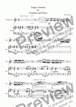 page one of Tango Fantasia for Trumpet/Cornet and Piano