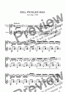 page one of Dill Pickles Rag for clarinet and guitar