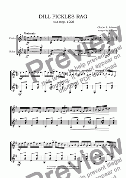 page one of Dill Pickles Rag for violin and guitar