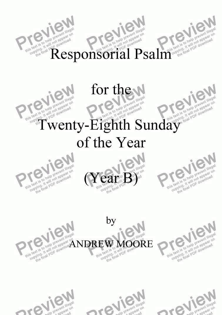 page one of Twenty-Eighth Sunday of the Year (B)