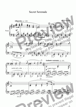 page one of Secret Serenade (piano version)