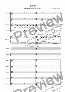 page one of ’Missa Cremifanensis’ - Gloria - for SATB, organ, timpani & strings