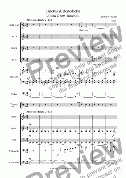 page one of ’Missa Cremifanensis’ - Sanctus & Benedictus for SATB, organ, timpani & strings