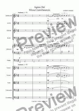 page one of ’Missa Cremifanensis’ - Agnus Dei - for SATB, organ & strings