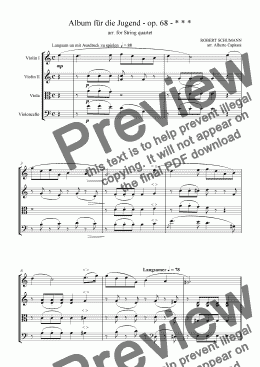 page one of Album für die Jugend - op. 68 - * * * in C major - arr. for String quartet