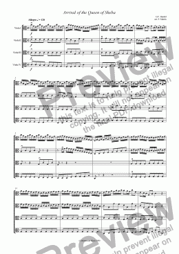 page one of Arrival of the Queen of Sheba - Viola Quartet