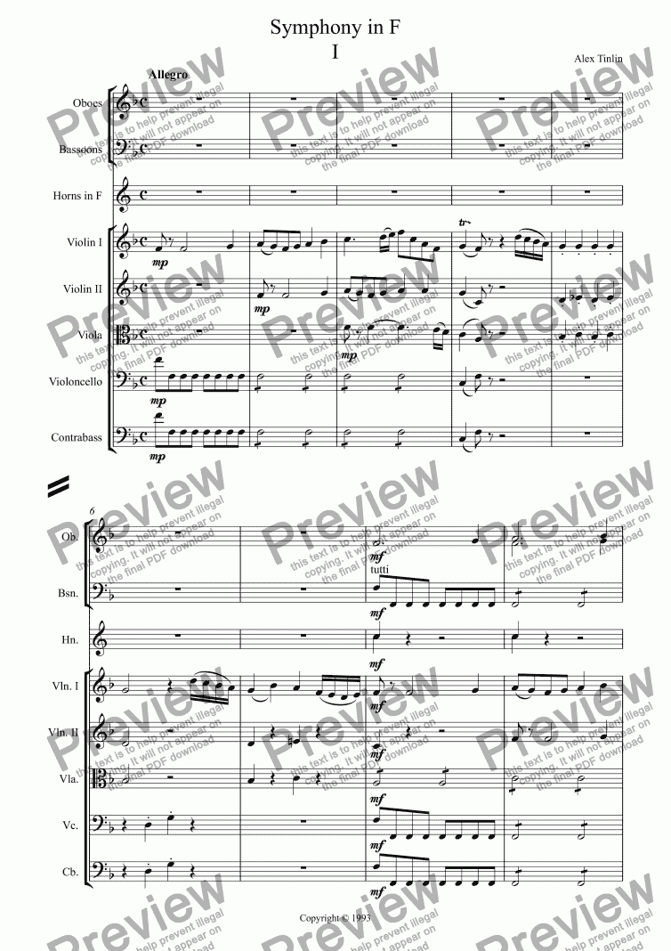 page one of Classical Symphony in F 
