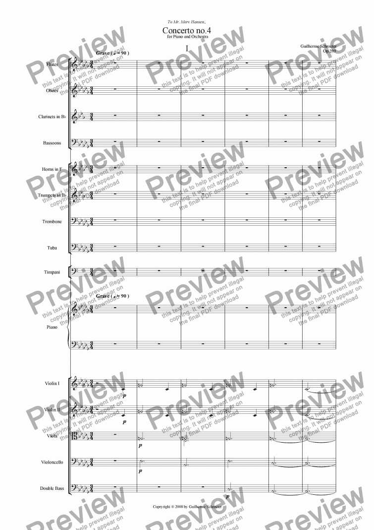 page one of Op.209 - Piano Concerto no.4 (Bb minor)