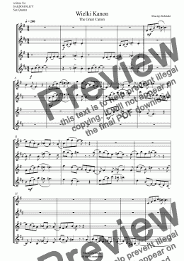 page one of Wielki Kanon (Great Kanon) for sax quartet