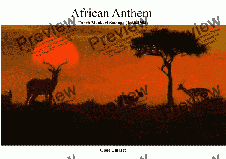page one of African Anthem for Oboe Quintet