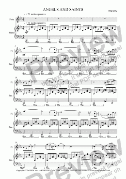 page one of ANGELS AND SAINTS for flute and piano