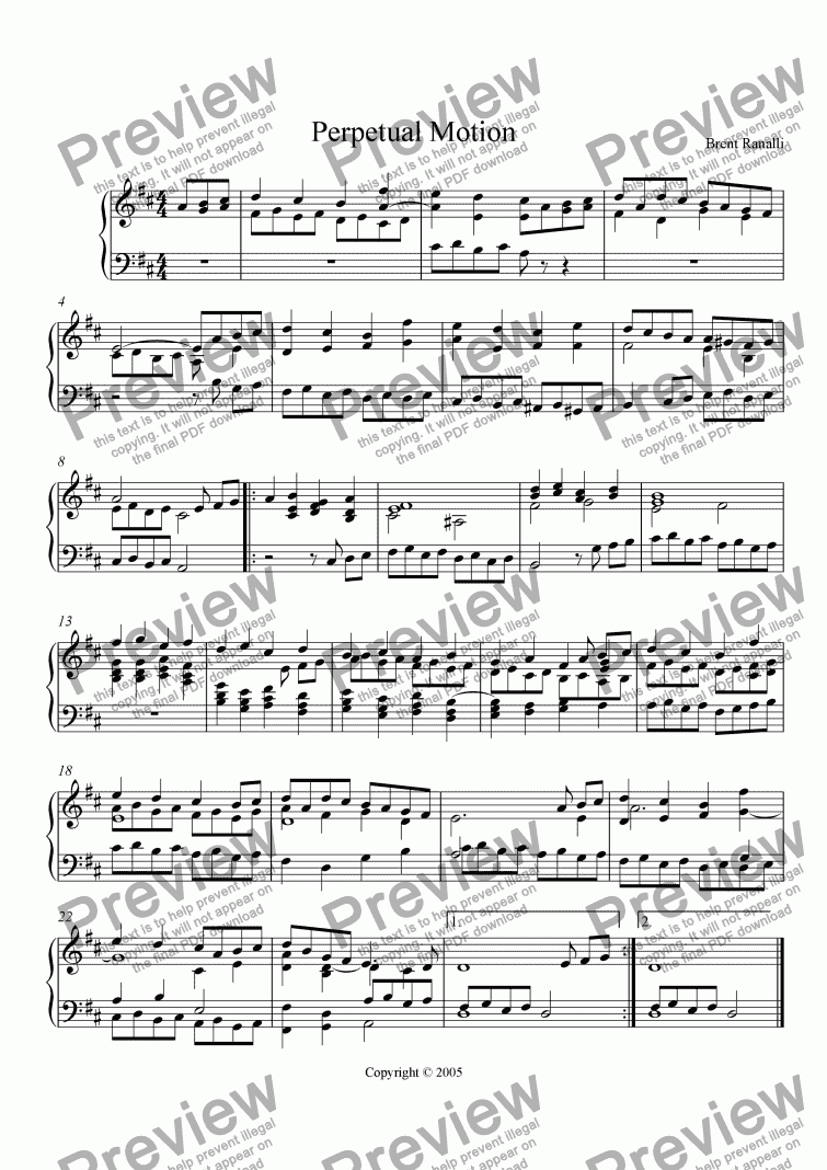 page one of Perpetual Motion (intermediate piano study)