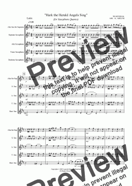 page one of Jazz Christmas Carol - Hark The Herald Angels Sing (Saxophone Quartet SATB or AATB)