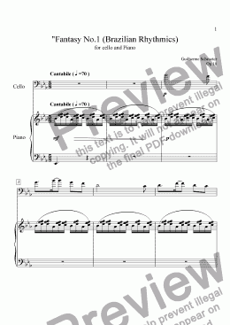 page one of Op.010 - Fantasy for Cello and Piano (Eb Major)