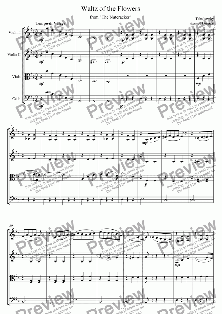 page one of "Waltz of The Flowers" from "The Nutcracker"