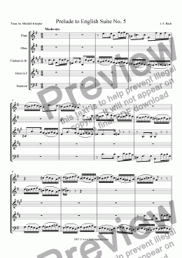 page one of Bach - Prelude to English Suite V