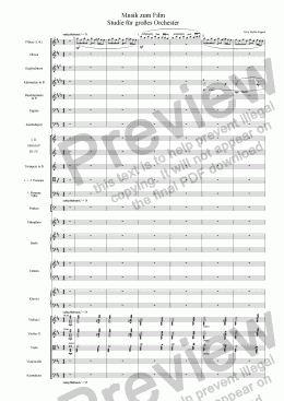 page one of Filmmusikstudie / Study Score for Soundtrack