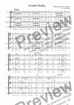 page one of Swahili Hymn Medley