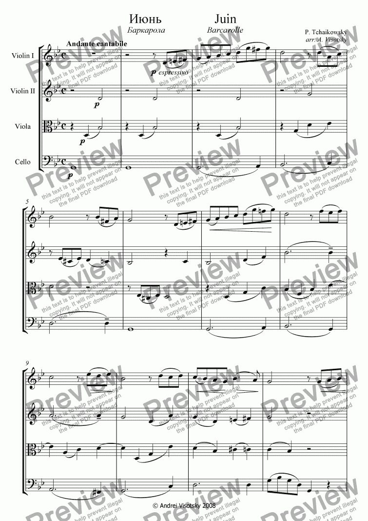 page one of "June - Barcarolle" from "Four Seasons" 