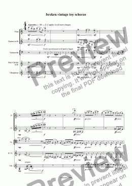 page one of Broken Vintage Toy Scherzo (flute + clarinet + cello + bass clarinet + vibraphone)