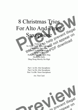 page one of 8 Christmas Trios For Alto and Tenor Saxophone