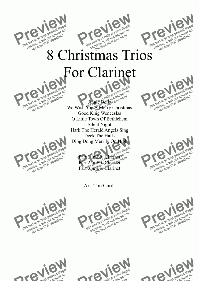 page one of 8 Christmas Trios For Clarinet