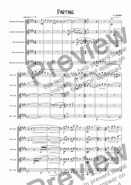 page one of Parting (for saxophone quintet)