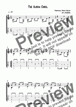page one of The Huron Carol - Canadian Carol arranged for solo fingerstyle guitar